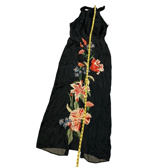 Chufy Nika Maxi Dress Grey/Blue Floral Flowers Halter Slit S Flowy Anthropologie - Picture 6 of 8